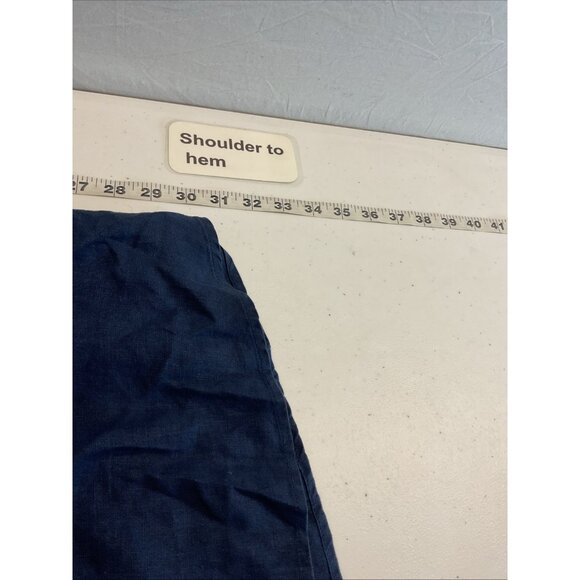 MATCH POINT 100% LINEN Navy Blue‎ pockets button front tunic size XL Oversized - Picture 7 of 9